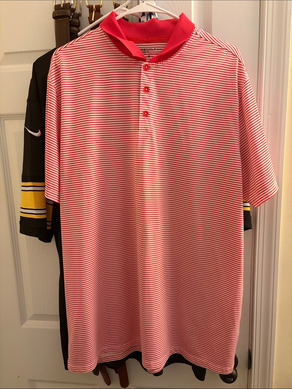 Nike Golf Men's Red & White Striped Polo Shirt